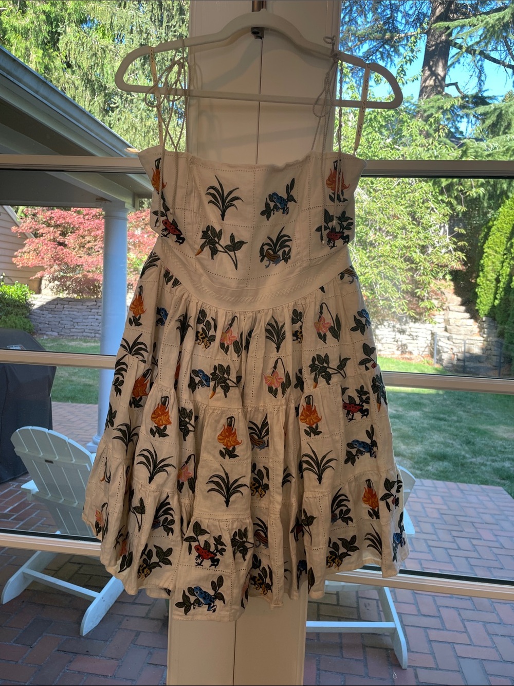 Agua By Agua Bendita Lima Ranas Linen Mini Dress - Size Small - Picture 6 of 13